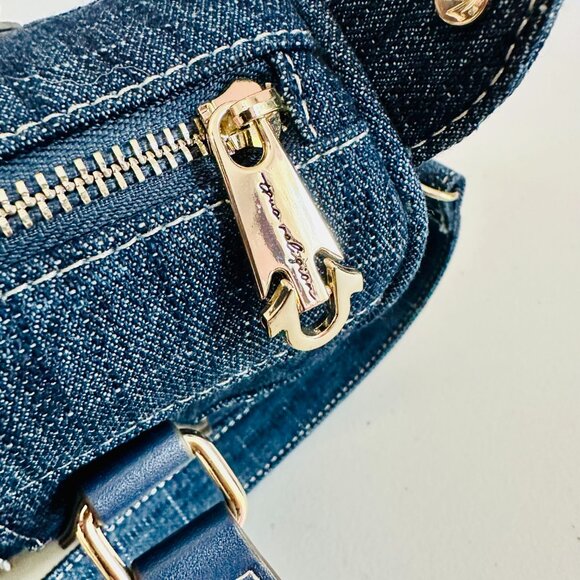 TRUE RELIGION BLUE DENIM BOSTON SATCHEL CROSSBODY BAG - Picture 10 of 12